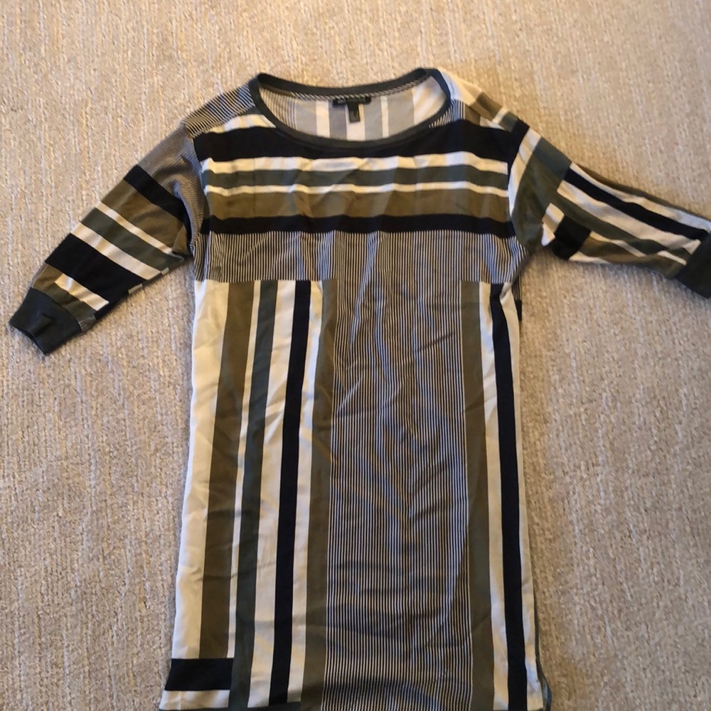 3/4 sleeve geometric print dress